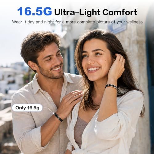 RIFESI Smart Fitness Bracelet for Women & Men, Sleep & Heart Rate Tracker, Black & Silver