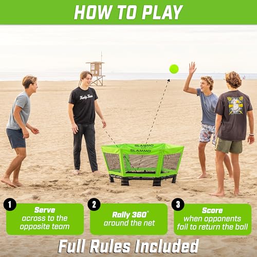 Slammo Rally Vertical Net Game Set - Original Roundnet with Longer Rallies