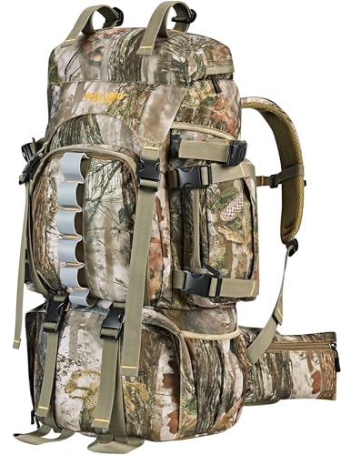 Tree Variation 60L Hunting Backpack for Men Large Capacity Camouflage Pack with Rain Cover
