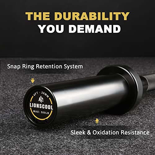 Black 4ft Olympic Barbell for Strength Training - Heavy Duty, 500LBS Capacity