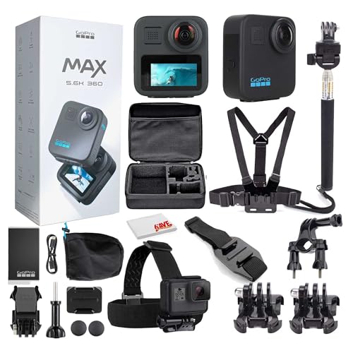 GoPro MAX 360 Action Camera with Accessory Kit - Waterproof 5.6K VR & Vlogging (2025) Bundle