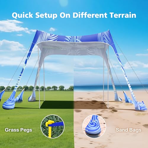 10x10 FT Beach Tent Sun Shelter UPF 50+ UV Protection Windproof Portable Shade