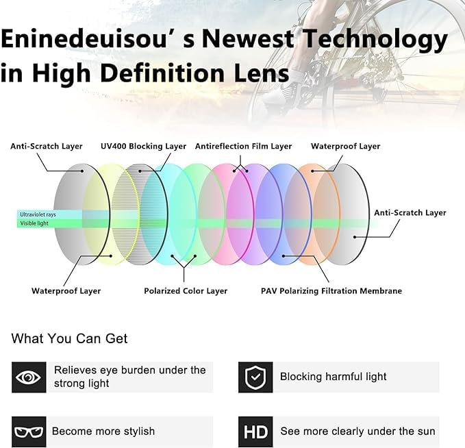 Skiennix Cycling Sunglasses - TR90 Frame for Men & Women | Lightweight Outdoor Sports Glasses