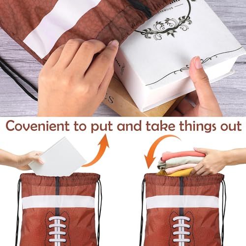 Soccer Travel Drawstring Gift Bags - Football Design, 15.8 x 13.4 Inches - Pack of 12