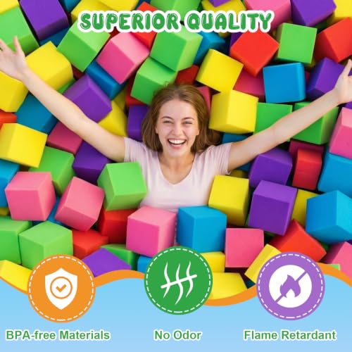 CUKBLESS 40 pcs Soft Foam Pit Blocks - 5.9x5.9x5.9 Inches, Flame Retardant