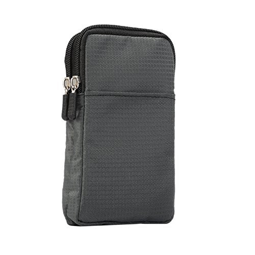 Large Dark Gray Cell Phone Holster with Belt Loop and Adjustable Crossbody Strap