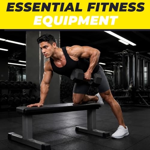 HulkFit 50 lb Rubber Coated Hex Dumbbells Set of 2 – Non-Slip Hand Weights for Home Gym