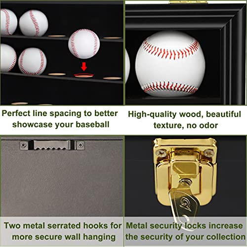 NRZSSN 21 Baseball Wall Mount Display Case Black - Holds 21 Balls, Acrylic & Wooden Craft