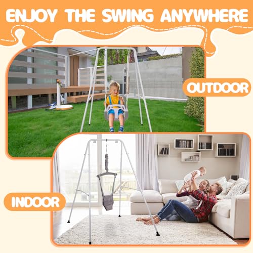 2-in-1 Toddler Swing and Jumper - Indoor & Outdoor Swing Set - Black