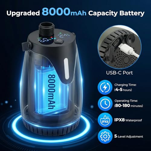 Hanaoyo Portable Camping Shower Kit with 5-Gallon Water Jug & Rechargeable Pump