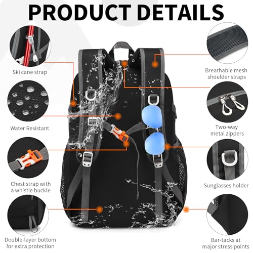Lightweight Foldable 35L Daypack Backpack - Black, Packable & Water-Resistant