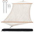 Beige Double Hammock - 450 lbs Capacity, Natural Cotton Rope, Large