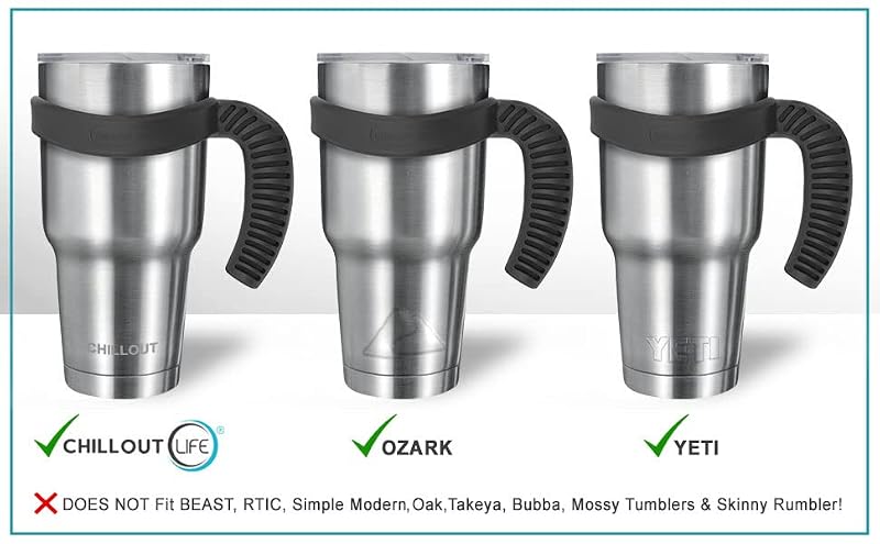 Chillout Life Handle for 30 oz YETI & Ozark Trail Tumblers - Black 2 Pack
