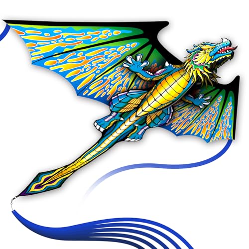 Green Pterosaur Complete Kite with Handle Line & Accessories for Kids & Adults