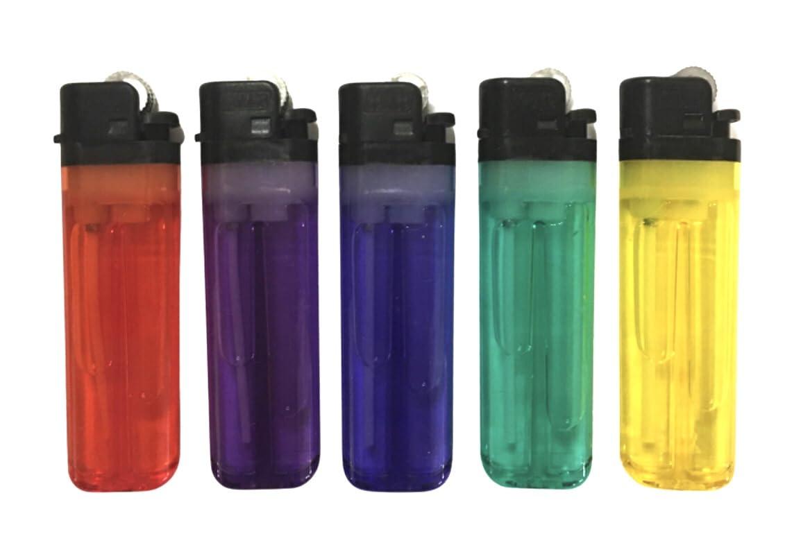 Generic Calico Jeweltones Disposable Lighters, 5 Pack, Translucent Assorted Colors
