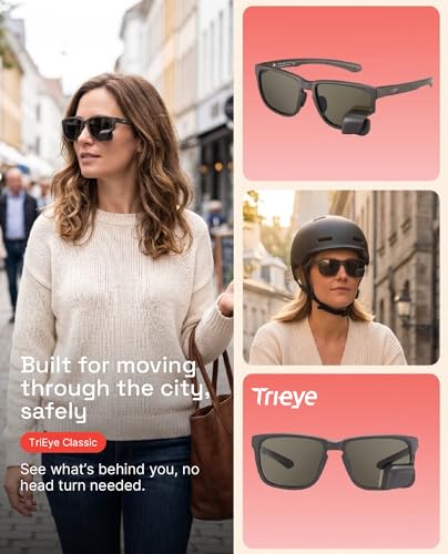 TriEye Cycling Glasses with Rear-View Mirror UV400 - High Contrast Smoke