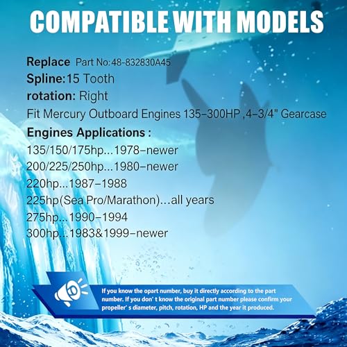 Boat Propeller 14.5x19 Pitch for Mercury/Mercruiser Outboard Engines - High-Performance Aluminum