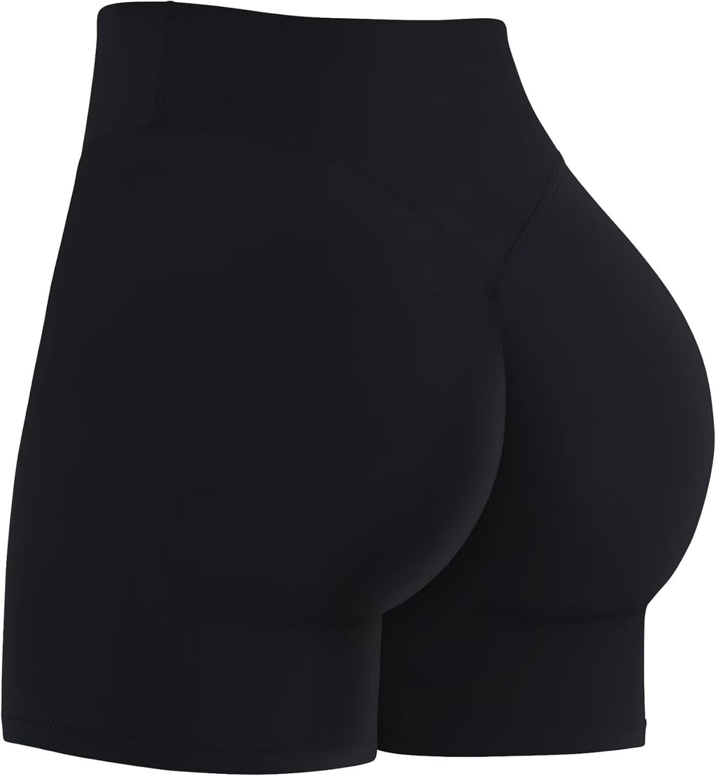 Sunzel Women's High Waisted Butt Scrunch Shorts - Tummy Control Biker Shorts for Gym & Yoga