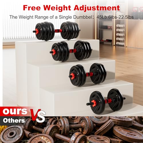 45LBS Adjustable Dumbbell Set with Connector - Home Fitness Equipment