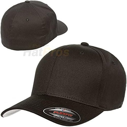 Flexfit Unisex Fitted Baseball Cap - Cotton Twill, Black, Large/X-Large Size