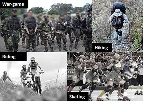 Bargain Crusader Military Tactical Knee Pad Elbow Pad Set Airsoft Knee Elbow Protective Pads Combat Paintball Skate Outdoor Sports Safety Guard Gear (Black, M, 4pcs Set)