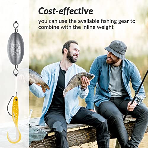 30pcs Inline Fishing Sinkers Set - Mixed Weight Trolling Weights with Swivels