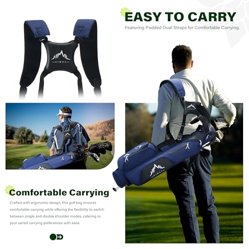 uniHimal Small Par 3 Golf Stand Bag - Lightweight Blue, Holds 4-6 Clubs
