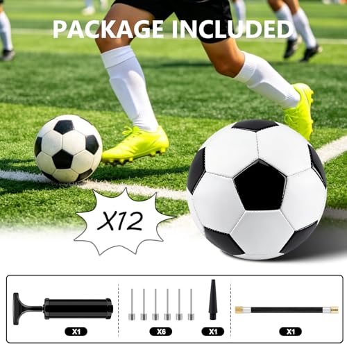 Soccer Ball Size 5 with Pump Bulk Pack - Bright Colors for Kids & Adults