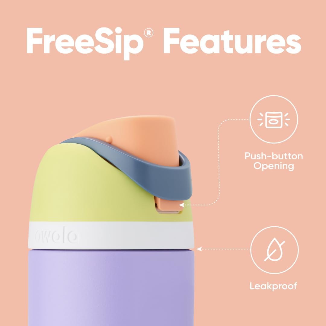 Owala Kids FreeSip Insulated Stainless Steel Water Bottle - BPA-Free, 16 oz, Treasure Hunt Design
