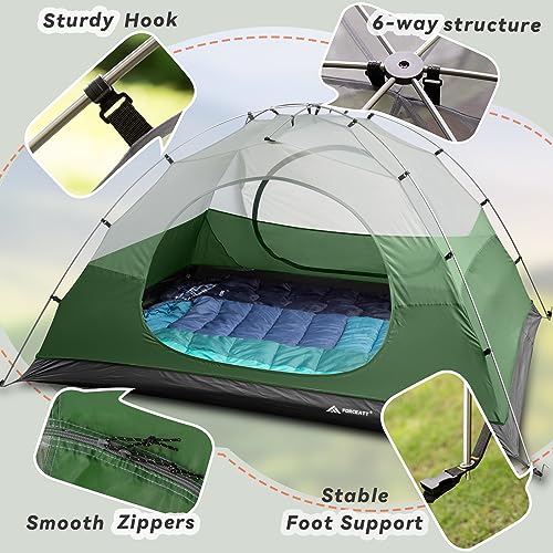 Forceatt 3-Person Green Waterproof Lightweight Camping Tent for Outdoor Hiking
