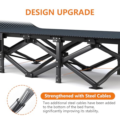 X-Large Camping Cot for Adults with Removable Cushion - Oversized Foldable Bed