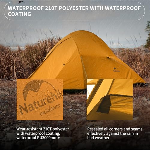 Naturehike Cloud-Up 1 Person Tent - Bright Orange Lightweight Waterproof Backpacking Tent