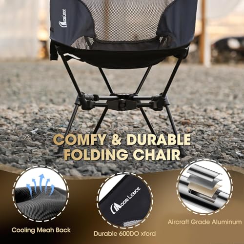 MOON LENCE Black 2 Pack Portable Camping & Backpacking Folding Chairs