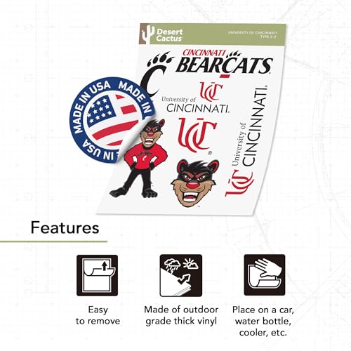 Cincinnati Bearcats Vinyl Sticker Decal - Official College Fan Gear