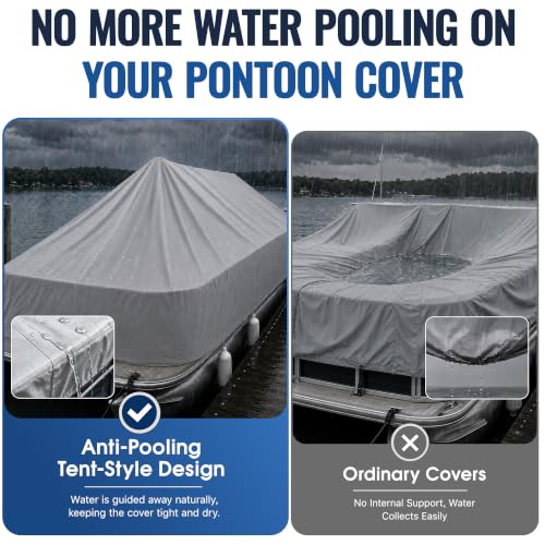 Fapaulen 1200D Waterproof Pontoon Boat Cover for 24-27 ft Boats with Support Poles