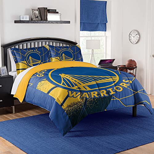 NBA Comforter Set Full/Queen - Golden State Warriors Bedding with Logo & Shams