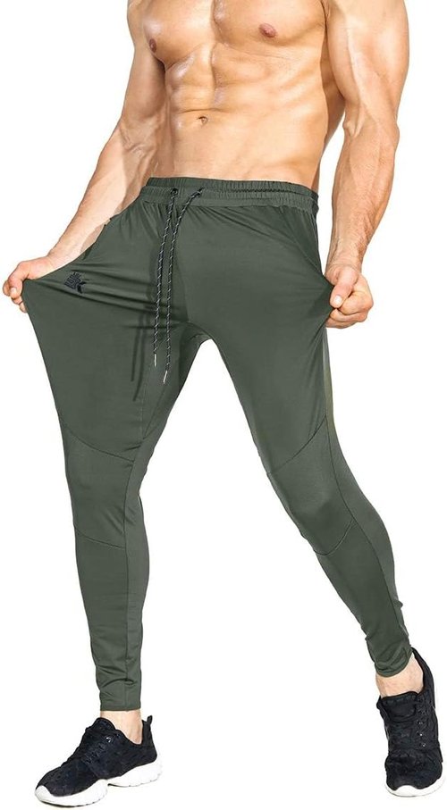BROKIG Men's Lightweight Gym Jogger Pants - Comfortable Workout Sweatpants with Zip Pocket