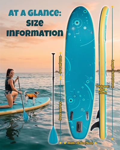 Signstek Green Extra Wide Inflatable Stand Up Paddle Board - Stable, Durable & Portable