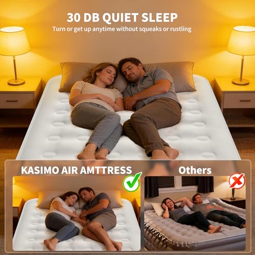 KASIMO Twin Air Mattress with Built-In Battery Pump - 10" Thick, Soft Suede Fabric