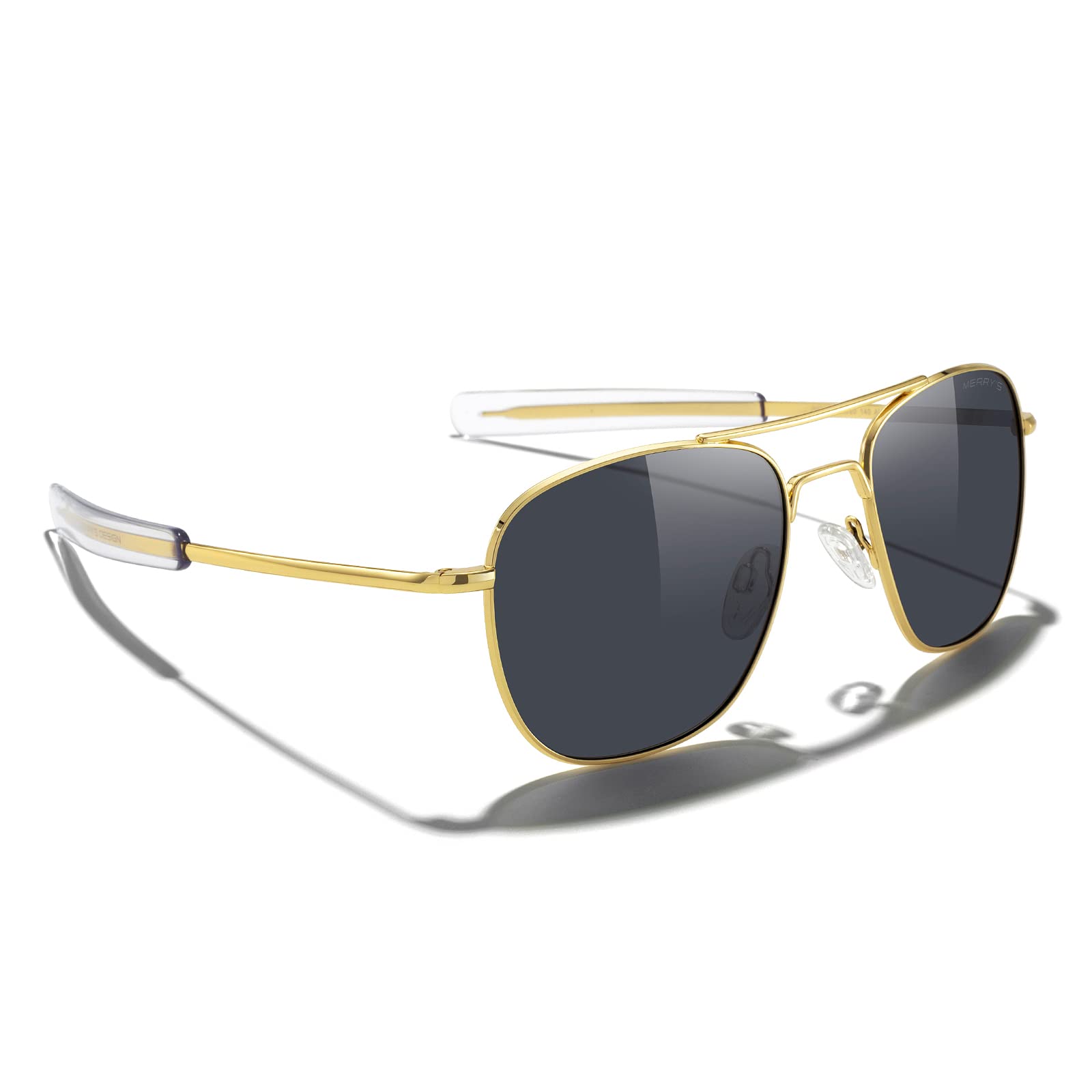 MERRY'S Classic Square Aviator Military Polarized Sunglasses for Men or Women S8636