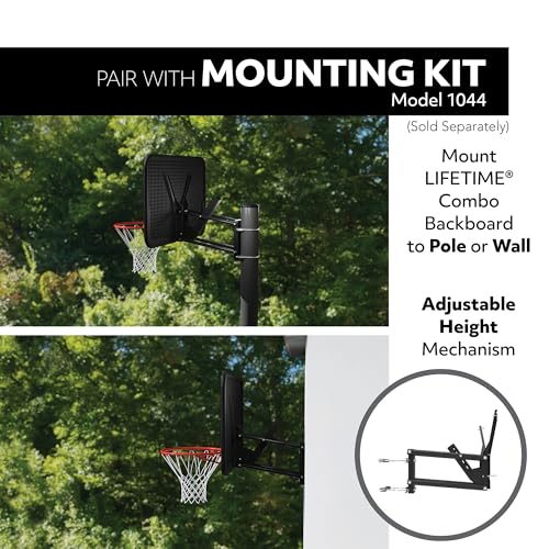 Lifetime 48-Inch Shatterproof NBA Backboard & Slam-It Pro Rim Basketball Hoop - Wall, Roof, or Pole Mount