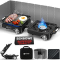 SENBOWE Black 2-Burner Camping Stove 24000 BTU Portable Propane Stove Kit