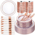 Ciaell 350 Piece Rose Gold Plastic Plates Party Set for Weddings & Events