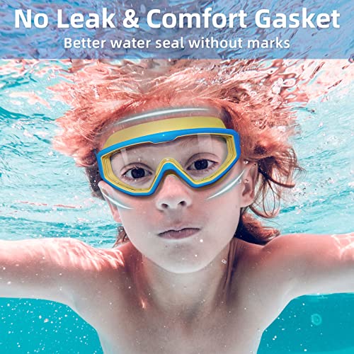 Kids Swim Goggles for Ages 3-15 Anti-Fog No Leak Clear Blue Cyan - Variation of THIS listing