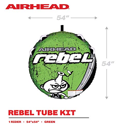 Airhead Rebel Towable Tube Kit for 1 Rider with Rope, Pump & Striped Cover