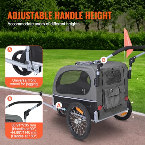 VEVOR 88lbs Dog Bike Trailer & Pet Stroller 22-Inch Wheel, 2-in-1 Bicycle Carrier