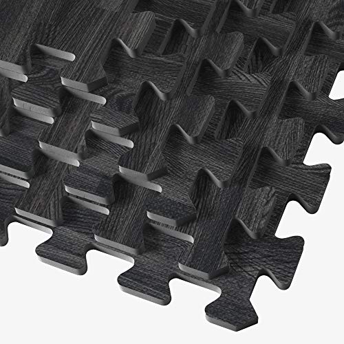 Interlocking Foam Floor Tiles - Wood Grain Anti-Fatigue Mat for Home & Office, 24x24 Inch, 5/8 Inch Thick, 48 Sq Ft
