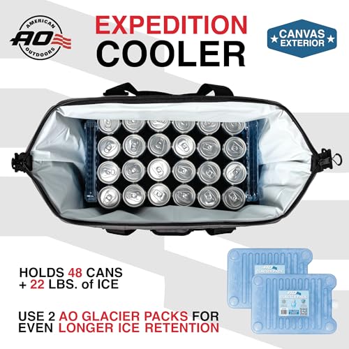 AO Coolers Expedition Canvas Soft-Sided Cooler Bag - Charcoal, 48-Can, Leak-Proof, Insulated, Lightweight
