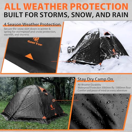 GEERTOP 2-Person Waterproof 4-Season Camping Tent with Blackout Sleep System
