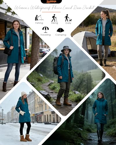Women's 33,000ft Softshell Hooded Jacket XL Modern Blue Waterproof Fleece Lined Raincoat